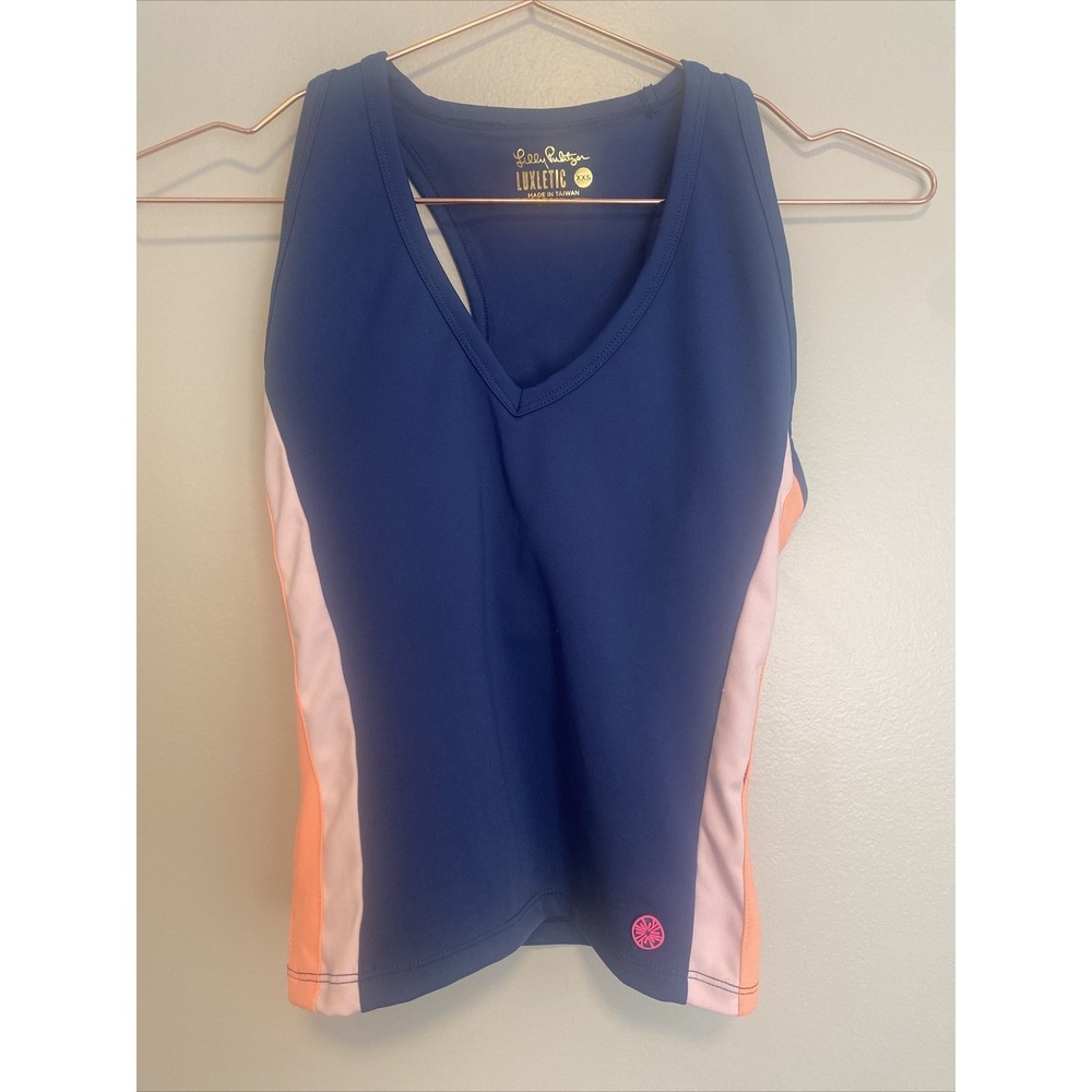 Lilly Pulitzer Vanti Luxletic UPF 50+ Oyster Bay Navy Bra Tank Top Size XXS